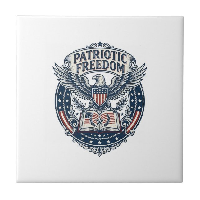 Patriotic Book Club Vector Graphic Tee (2) Ceramic Tile (Front)