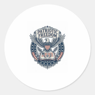 Patriotic Book Club Vector Graphic Tee (2) Classic Round Sticker
