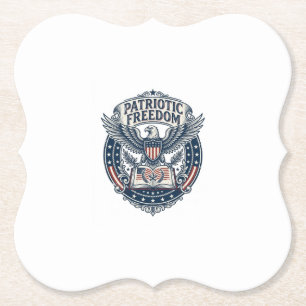 Patriotic Book Club Vector Graphic Tee (2) Paper Coaster