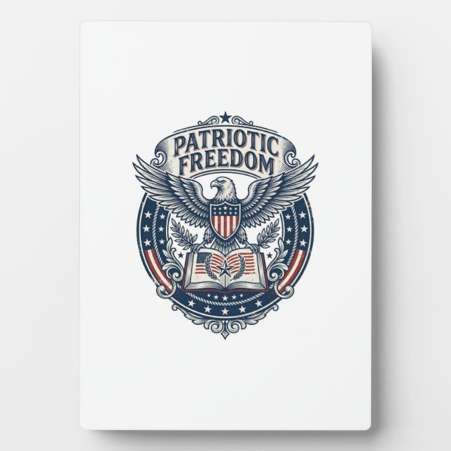 Patriotic Book Club Vector Graphic Tee (2) Plaque (Front)