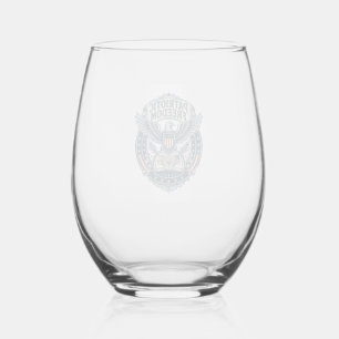 Patriotic Book Club Vector Graphic Tee (2) Stemless Wine Glass