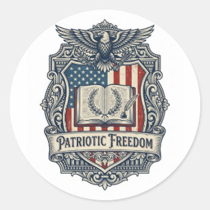 Patriotic Book Club Vector Graphic Tee Classic Round Sticker