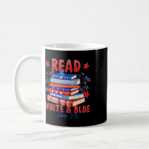 Patriotic Bookish 4th Of July Read White Blue Sinc Coffee Mug