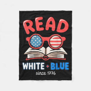 Patriotic bookish 4th of july women girl kid read fleece blanket