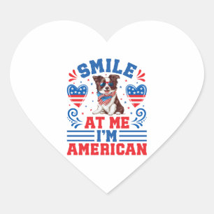 Patriotic Border Collie Dog for 4th Of July Heart Sticker