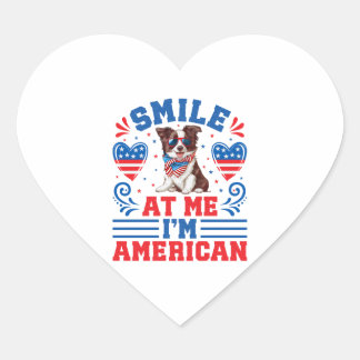 Patriotic Border Collie Dog for 4th Of July Heart Sticker