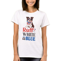 Patriotic Border Collie Ruff White & Blue