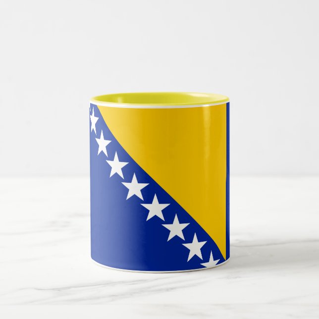 Patriotic Bosnia Herzegovina Flag Two-Tone Coffee Mug (Center)