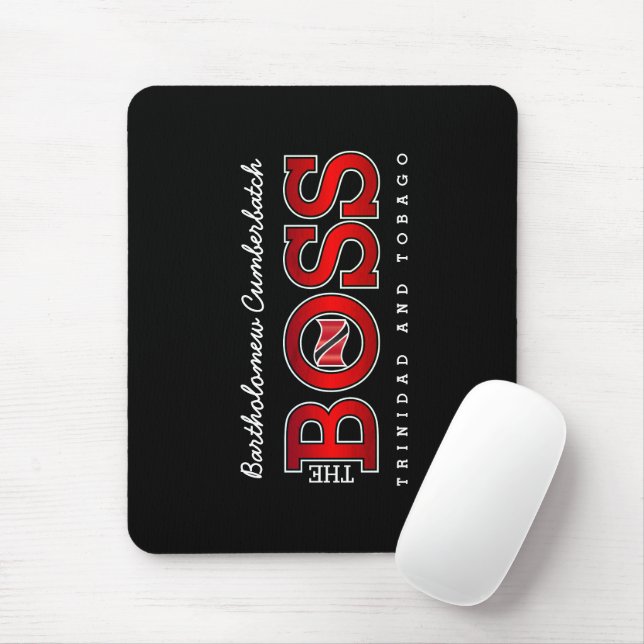 Patriotic BOSS Trinidad and Tobago Flag and NAME Mouse Pad (With Mouse)
