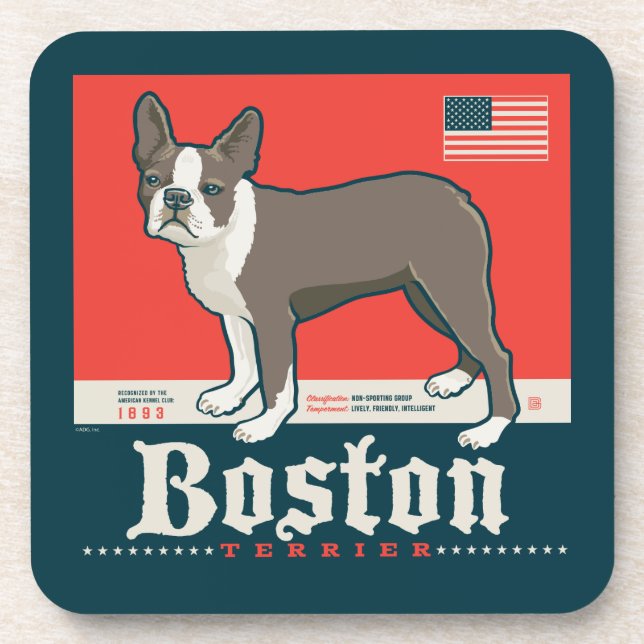 Patriotic | Boston Terrier Coaster (Front)