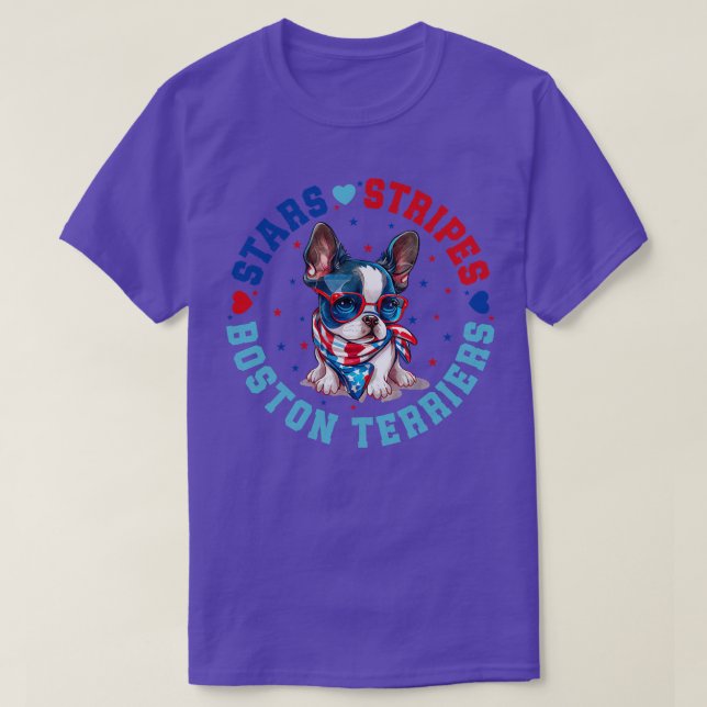 Patriotic Boston Terrier Dog For 4th Of July Celeb T-Shirt (Design Front)