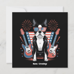 Patriotic Boston Terrier Dog Lover Design USA Flag Invitation