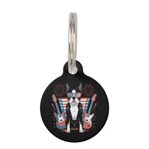 Patriotic Boston Terrier Dog Lover Design USA Flag Pet Tag