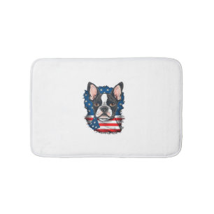 Patriotic Boston Terrier Dog Puppy American Flag 4 Bath Mat