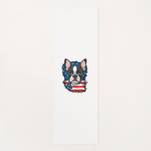 Patriotic Boston Terrier Dog Puppy American Flag 4 Yoga Mat