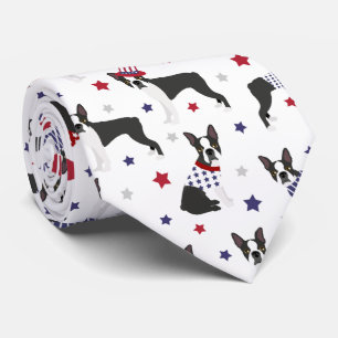 Patriotic Boston Terrier Dog Tie