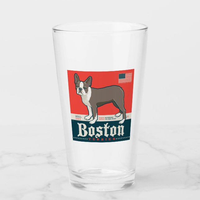 Patriotic | Boston Terrier Glass (Front)