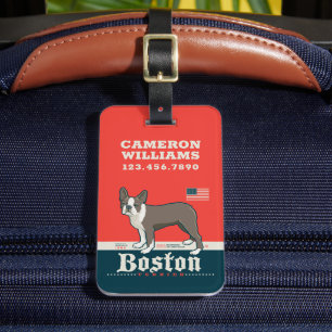 Patriotic Boston Terrier Luggage Tag