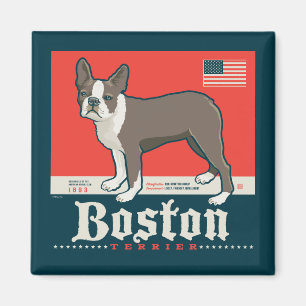 Patriotic Boston Terrier Magnet