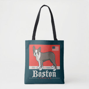 Patriotic Boston Terrier Tote Bag