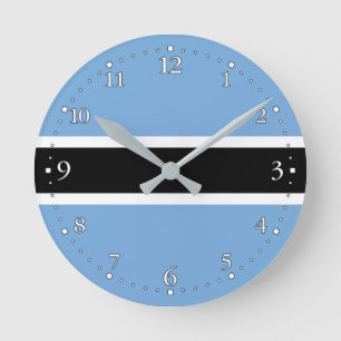 Patriotic Botswana Flag Round Clock