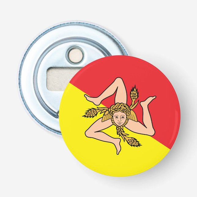 Patriotic bottle opener with Flag of Sicily, Italy (Front)