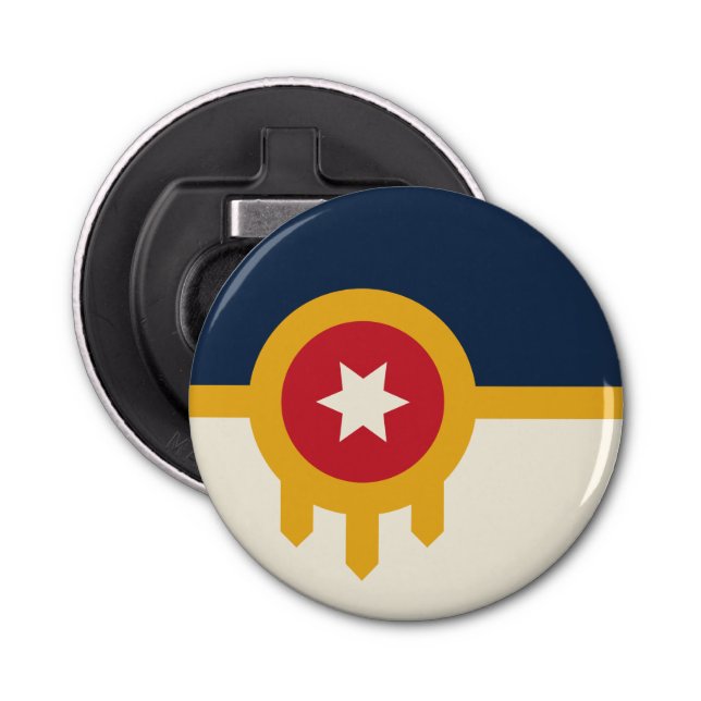 Patriotic bottle opener with Flag of Tulsa City (Front)