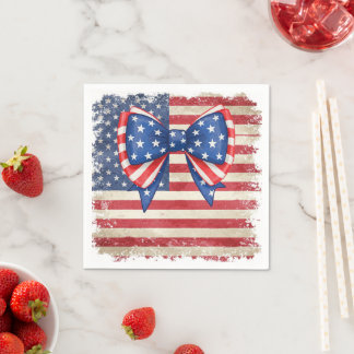 Patriotic Bow & Flag Birthday Party Supplies Napkin