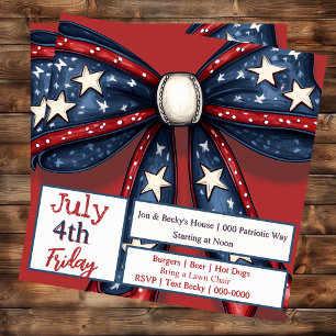 Patriotic Bow in Red White and Blue with Stars Invitation