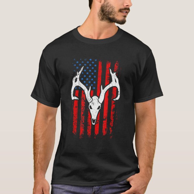 Patriotic Bowhunting Bow Hunter Deer Hunting Ameri T-Shirt (Front)