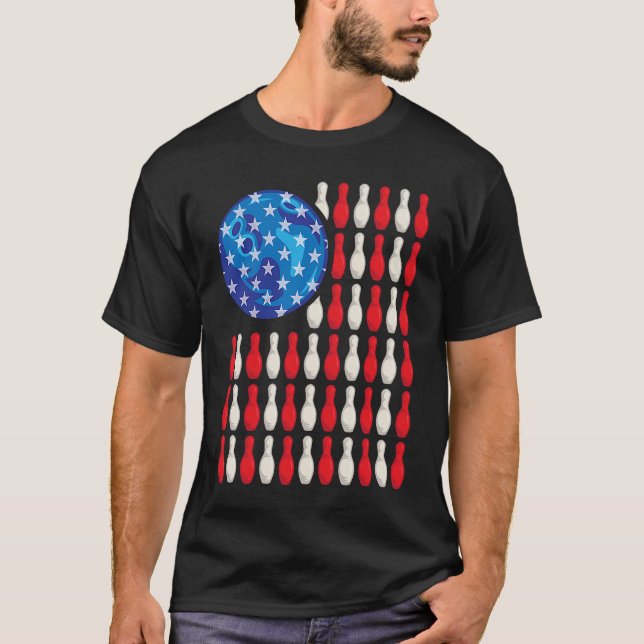 Patriotic Bowling Bowlers Players  Enthusiast Fan  T-Shirt (Front)
