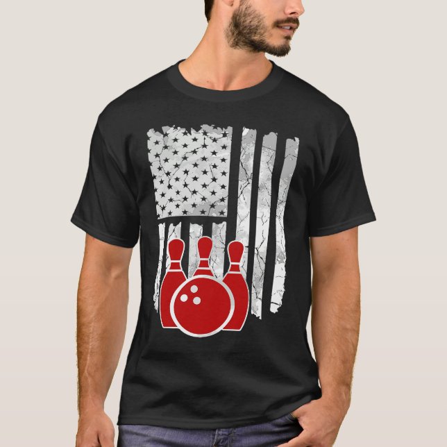 Patriotic Bowling Player Bowler T-Shirt (Front)
