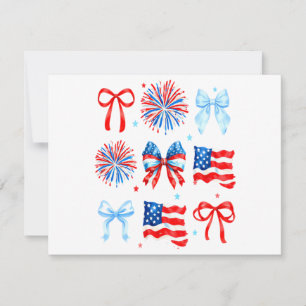 Patriotic Bows And Flags Fourth Of July Thank You Card