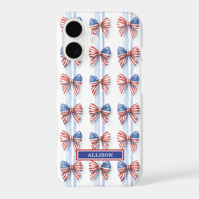 Patriotic Bows On Stripes Monogrammed Case-Mate iP (Back)
