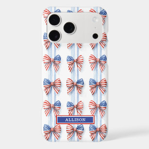 Patriotic Bows On Stripes Monogrammed Case-Mate iP