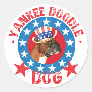 Patriotic Boxer Classic Round Sticker
