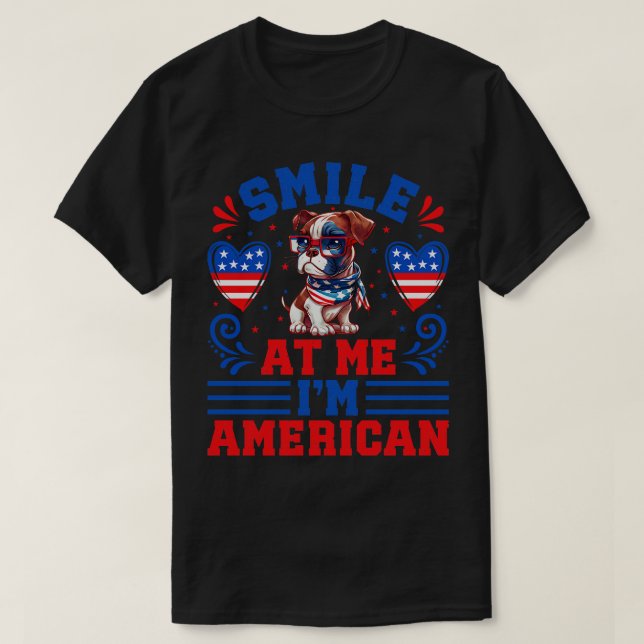 Patriotic Boxer Dog 1 T-Shirt (Design Front)