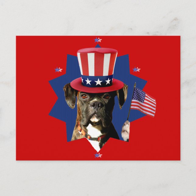 Patriotic Boxer Dog postcard (Front)