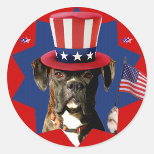 Patriotic Boxer Dog Stickers