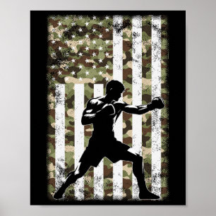 Patriotic Boxer Fighter Camo Usa Flag 4th Of July Poster