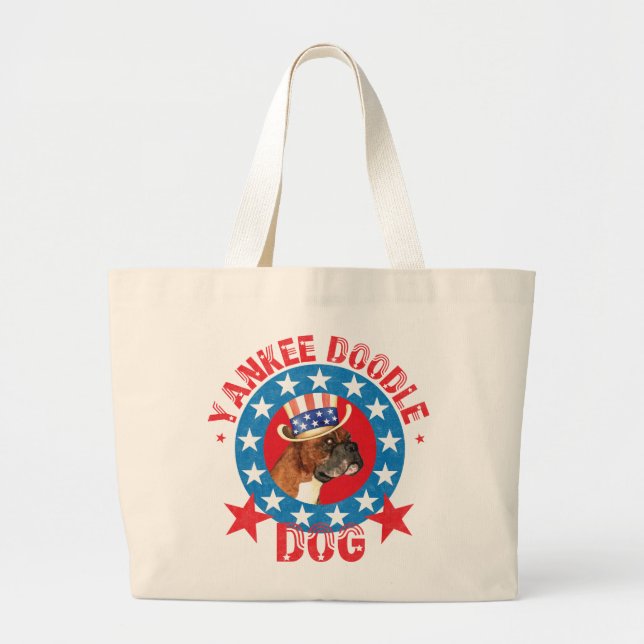 Patriotic Boxer Large Tote Bag (Front)