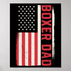 Patriotic Boxing Coach Boxer Dad American Flag Poster
