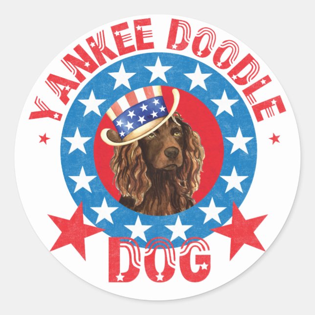 Patriotic Boykin Spaniel Classic Round Sticker (Front)