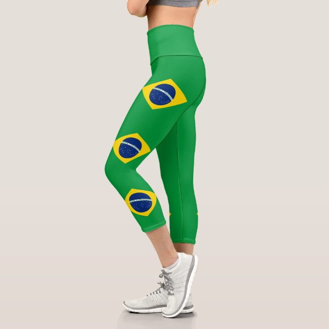 Patriotic Brazil Flag Capri Leggings (Left)