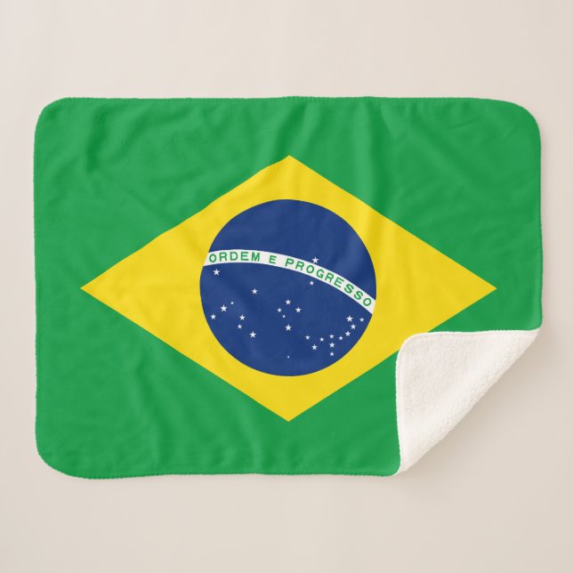 Patriotic Brazil Flag Sherpa Blanket (Front (Horizontal))