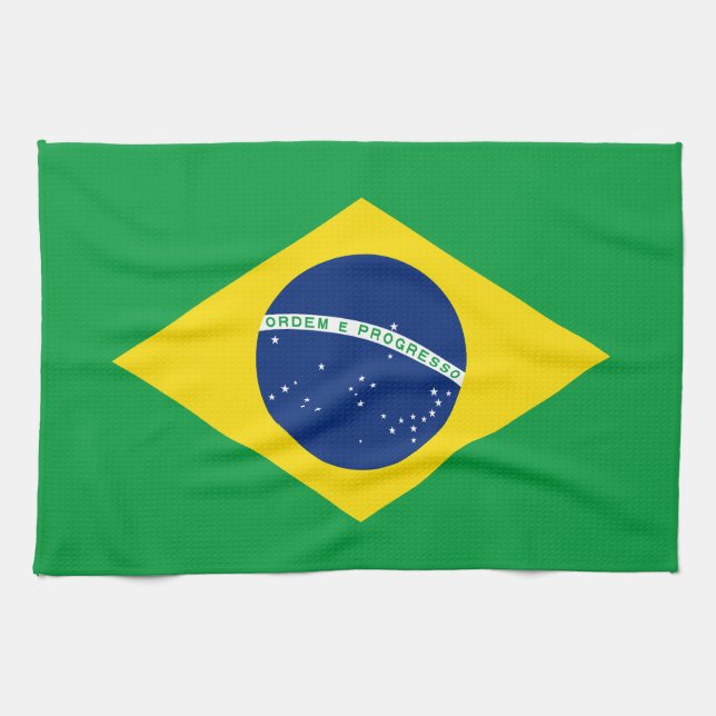 Patriotic Brazil Flag Tea Towel (Horizontal)