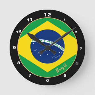 Patriotic Brazilian Flag, Brazil Home / design Round Clock