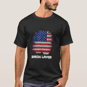 Patriotic Bricklayer Flag Usa American Masonry Mas T-Shirt