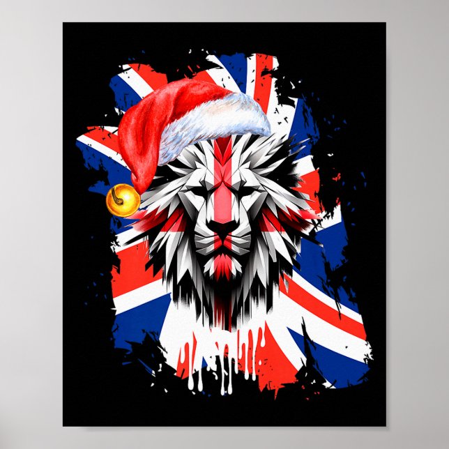 Patriotic British Christmas Uk English Flag Premiu Poster (Front)