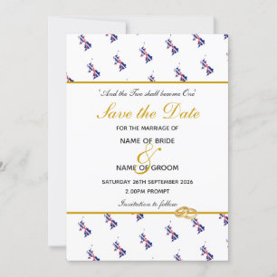 Patriotic British UNION JACK Map Wedding Save The Date